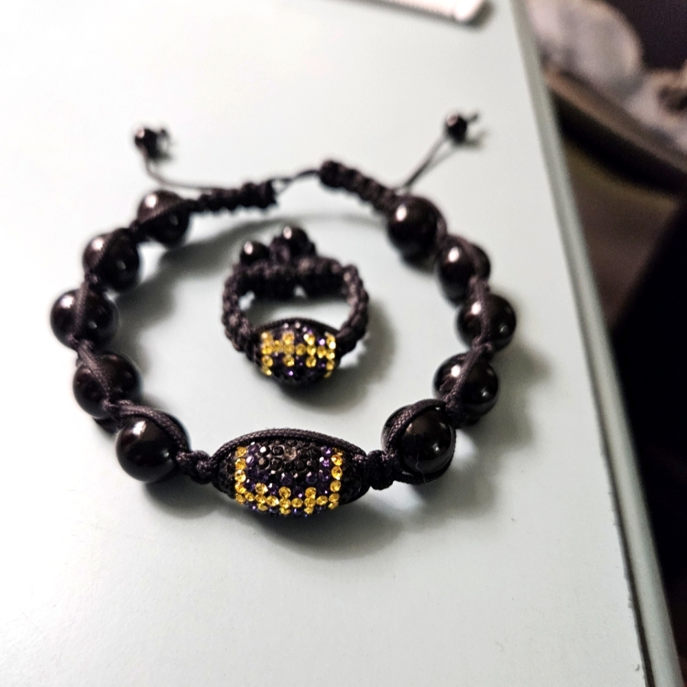 🏈Baltimore ravens bracelet ring set -SHIP SAME DAY